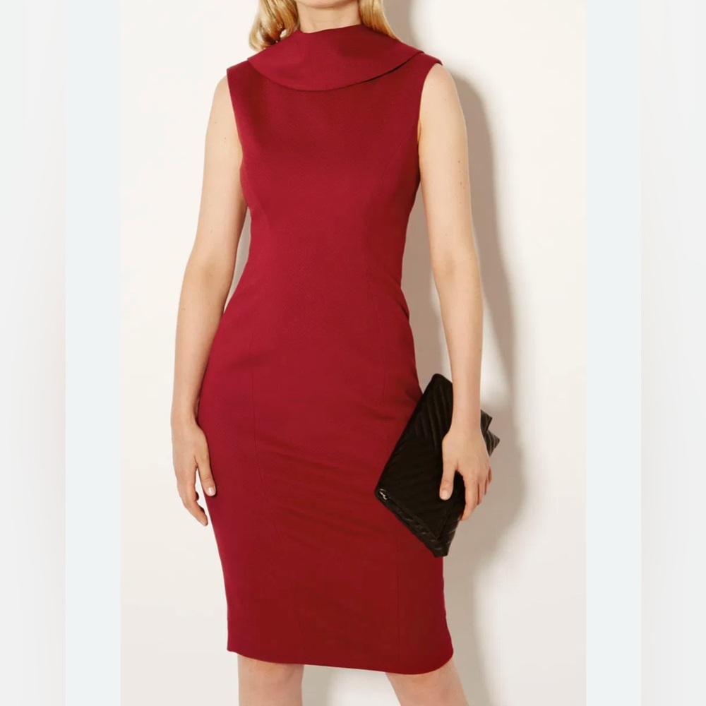 Karen Millen Burgundy Sleeveless Midi Dress